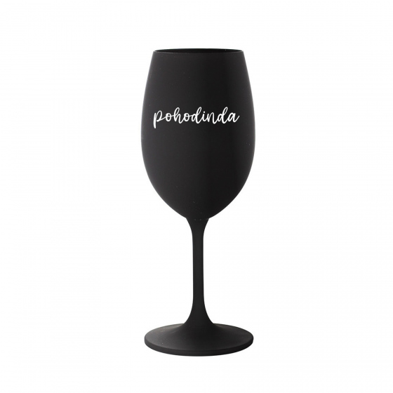 POHODINDA - černá sklenice na víno 350 ml