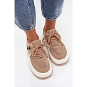 Dámské boty na platformě A209 béžové - Sweet Shoes