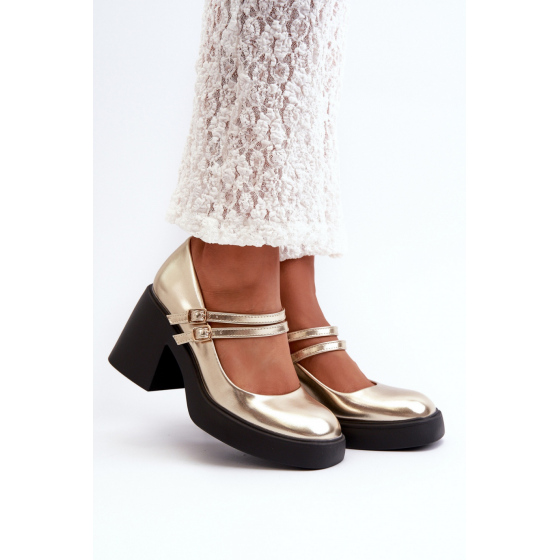 Lodičky na podpatku N381 zlaté - Step in style