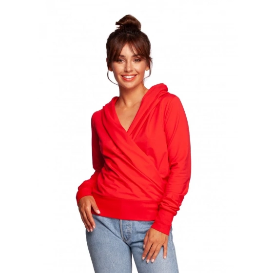 Zavinovací svetr s kapucí B246  červený - BeWear