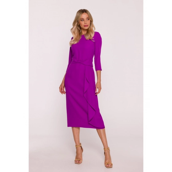 Dámské šaty s volánkem S425 - Levandulová - Stylove