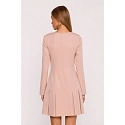 Šaty s obrácenými záhyby M872 béžové - MOE