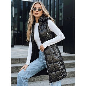 Dámská prošívaná vesta TY5257 s kapucí černá - FashionStreet 
