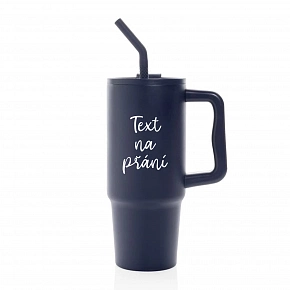 TEXT NA PŘÁNÍ - modrý cestovní termohrnek 900 ml  