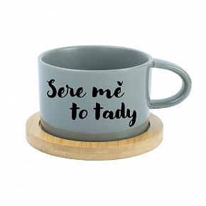 SERE MĚ TO TADY - šedý hrníček makronka 200 ml