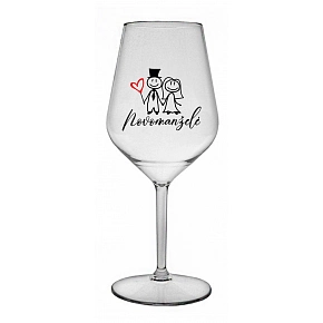 NOVOMANŽELÉ - čirá nerozbitná sklenice na víno 470 ml