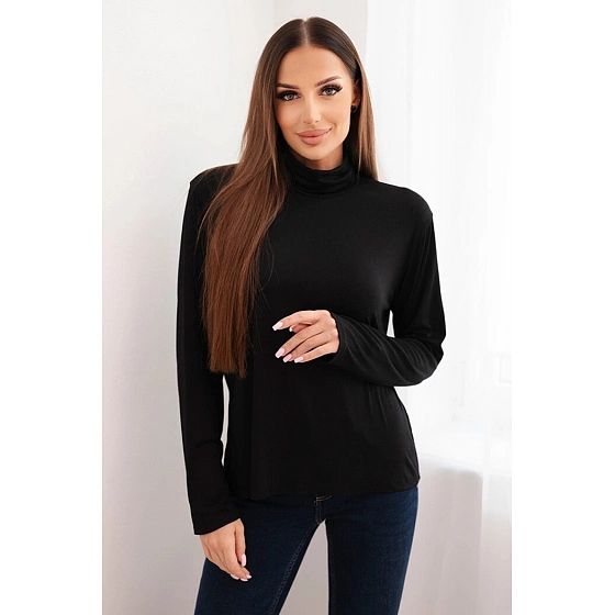 Dámský chlupatý rolák F3631B černý - Koucla