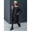 Dámský prošívaný kabát s kapucí TY4513 černý - FashionStreet