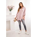 Bavlněná mušelínová košile Plus Size 65622 pudrově růžová - Kesi