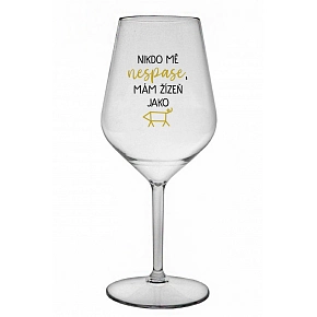 NIKDO MĚ NESPASE, MÁM ŽÍZEŇ JAKO PRASE - priehľadný nerozbitný pohár na víno 470 ml