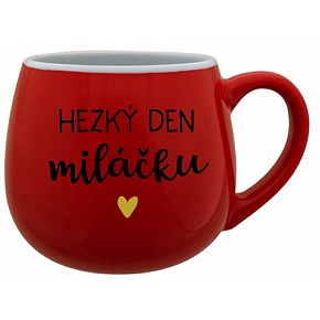 HEZKÝ DEN MILÁČKU - červený keramický hrníček 300 ml HEZKÝ DEN MILÁČKU - červený keramický hrníček 300 ml
