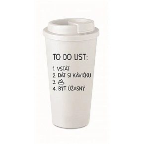 TO DO LIST: BÝT ÚŽASNÝ - bílý termohrnek 475 ml TO DO LIST: BÝT ÚŽASNÝ - bílý termohrnek 475 ml