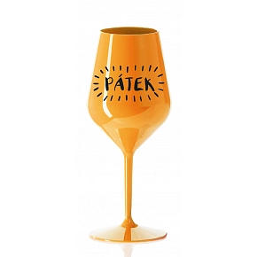 PÁTEK - oranžová nerozbitná sklenice na víno 470 ml