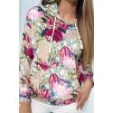 Dámská mikina s kapucí 68638 Béžová mix - K-Fashion