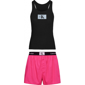 Dámské pyžamo set 000QS6937EFUD melounová/černá - Calvin Klein