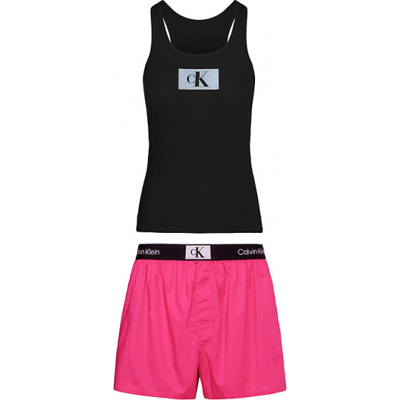 Dámské pyžamo set 000QS6937EFUD melounová/černá - Calvin Klein