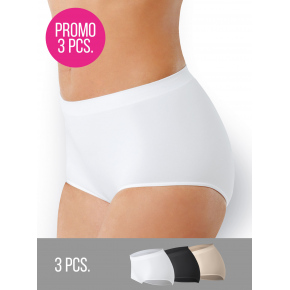Dámské kalhotky s vyšším pasem bezešvé Culotte 3PACK mix Černá/bílá/tělová - Intimidea