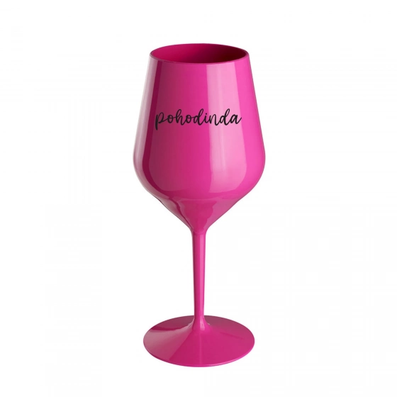 POHODINDA - růžová nerozbitná sklenice na víno 470 ml