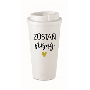 ZŮSTAŇ STEJNÝ - bílý termohrnek 475 ml