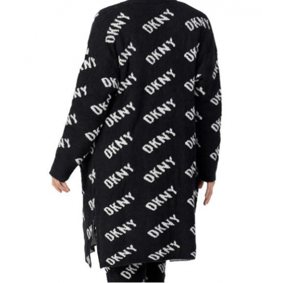 Dámský župan - cardigan YI3022597 019 černá/bílá - DKNY