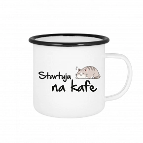 STARTUJU NA KAFE - bílý plecháček 350 ml