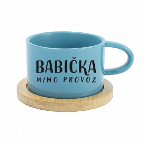 BABIČKA MIMO PROVOZ - modrý hrníček makronka 200 ml