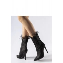 Dámské kotníkové boty na podpatku 9582 Černá - Super mode 
