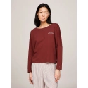Dámské tričko s dlouhým rukávem UW0UW04153 DW5 kaštanové - Tommy Hilfiger
