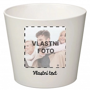 Bílý keramický květináč s fotografií - malý