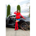 Dámská sexy kožená bunda s umělou kožešinou J930 Červená - In-Stylefashion