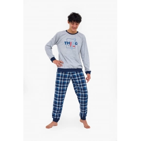 Junior chlapecké pyžamo Thing 967/54 Šedá s tmavě modrou vzor - Cornette Junior chlapecké pyžamo Thing 967/54 Šedá s tmavě modrou vzor - Cornette
