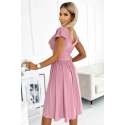 Dámské šaty MATILDE 425-2 - pudrově růžové s brokátem -  Numoco