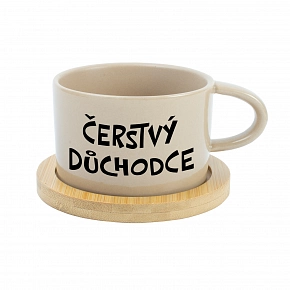 ČERSTVÝ DŮCHODCE - krémový hrníček makronka 200 ml