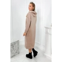 Dlouhé šaty s kapucí 9623 Tmávě béžová - K-Fashion