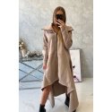 Zateplené šaty s delšími boky 21756  béžové - Kesi