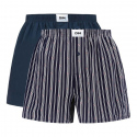 Pánské volné boxerky 2 ks ECOSMART LOOSE BOXER Green BIO / Tmavě modrá s šedou - DIM