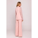 Dámské sako s krajkovými rukávy M865 Pudr růžová - MOE