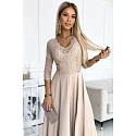 Dámské krajkové šaty 309-10 AMBER béžové - Numoco