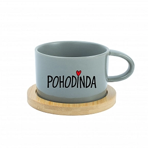 POHODINDA - šedý hrníček makronka 200 ml