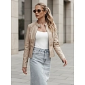 Dámská přechodná kožená bunda TY4744 béžová -  FashionStreet