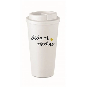 DĚDA VÍ VŠECHNO - bílý termohrnek 475 ml