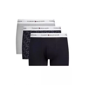 Pánské boxerky 3Pack UM0UM02768 0Y1 šedé/černé/potisk - Tommy Hilfiger
