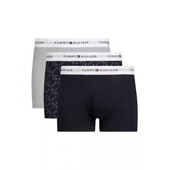 Pánské boxerky 3Pack UM0UM02768 0Y1 šedé/černé/potisk - Tommy Hilfiger