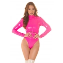 Dámské sexy body Latexlook 21147 neonově růžové - Koucla