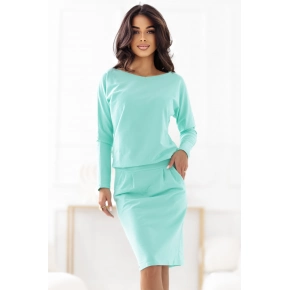 Teplákové šaty s kapsami 189-12 mint - Numoco