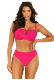 Dámské dvoudílné plavky Fashion 16 S1002N2-2d, tm. růžové - Self