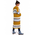 Dámský dlouhý svetr BK036 model 5 Žluto modrý - BeWear