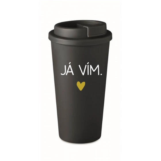 JÁ VÍM. - černý termohrnek 475 ml