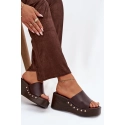 Dámské pantofle na platformě 78-200 Tmavě hnědá - Stephan Paris