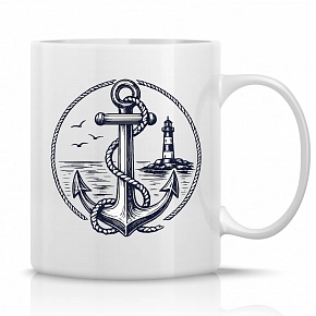 NÁMOŘNÍK - klasický bílý keramický hrníček 300 ml